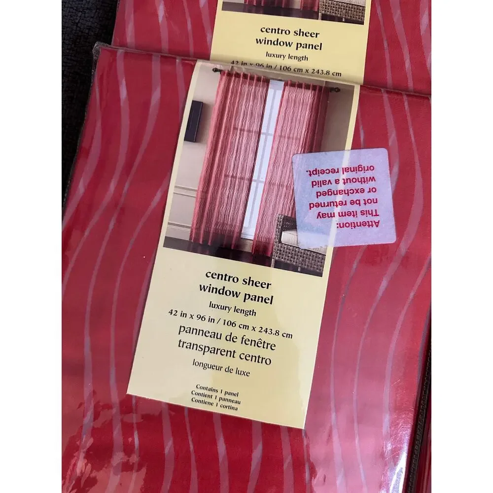 Pier1 Imports Set of 6 Centro Sheer Window Curtain Panels Red Luxury Length NEW
